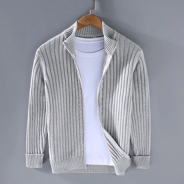 Men's Lightweight Ribbed Knit Cardigan | Versatile Colors | Effortless Style | Grey, Dark Gray, Blue, Black