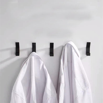 Saxton Adhesive Wall Hooks | Modern Aluminum Design | No-Drill Installation | Durable with 22lbs Load Capacity | Ideal for Living Spaces | Available in Black or White | Single, 3, or 5 Piece Sets