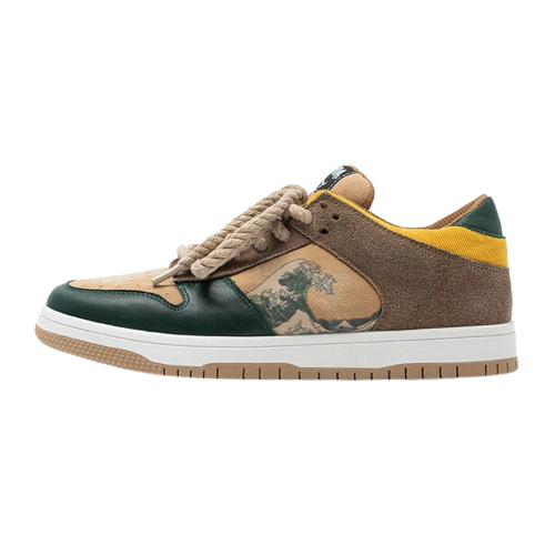 Sneakers X V. Gogh Collaboration | The Great Wave Design | Mixed Material Upper | Fabric Insole Comfort | Uniquely Designed Platform | Innovative Lacing | Thick Sole Heel | Art-Inspired Footwear