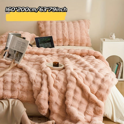 Double-Sided Faux Rabbit Fleece Blanket | Soft Plush Comfort for Bedroom, Living Room & Travel | Cozy All-Season Use