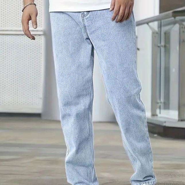 Vintage Straight-Leg Light Washed Men's Denim | Classic Comfort | Mid-Rise Fit | Versatile Style | 100% Cotton | Multiple Sizes | Light-Washed Blue | Durable Everyday Wear | Effortless Casual Look