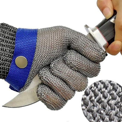 Food Grade Stainless Steel Mesh Glove | ANSI A9 Cut Resistance | For Kitchen & Meat Processing | Adjustable Wrist Strap | Eco-Friendly | Right or Left Hand Use | Easy Clean & Dishwasher Safe