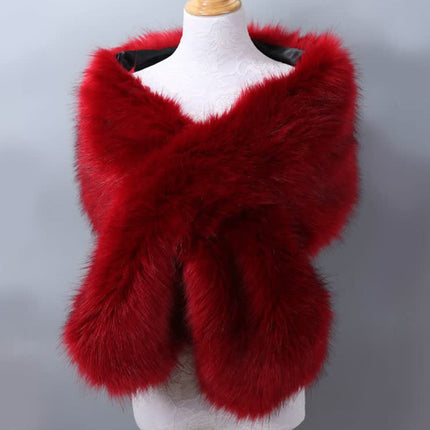 One-Size Plush Faux Fur Shawl | Adjustable Cape | Luxurious & Cozy Wrap | Acrylic Blend | Multiple Colors | Perfect Gift