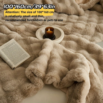 Double-Sided Faux Rabbit Fleece Blanket | Soft Plush Comfort for Bedroom, Living Room & Travel | Cozy All-Season Use
