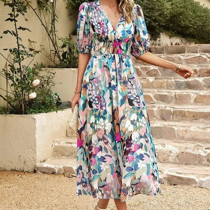 Dames midi-jurk met bloemenprint - Visconte