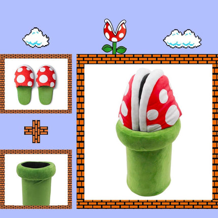 Anime-Inspired Cozy Piranha Plant Slippers | Plush Upper | Memory Foam Midsole | Warm Cotton Comfort for Gamers | Easy Maintenance | Unique Fun Design | Ideal for Lounging and Themed Gatherings
