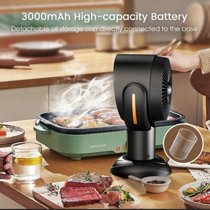 Rechargeable Portable Kitchen Exhaust Fan | 3000mAh Battery | Type C Charging | Negative Ion Air Purifier | Cooling Filter & Oil Collection | Quiet Operation | Smoke & Odor Eliminator | Black-Gold