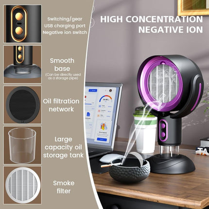 Rechargeable Portable Kitchen Exhaust Fan | 3000mAh Battery | Type C Charging | Negative Ion Air Purifier | Cooling Filter & Oil Collection | Quiet Operation | Smoke & Odor Eliminator | Black-Gold