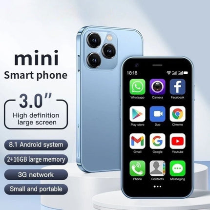 World's Smallest Smartphone | Android 8.1 | 3.0-Inch Screen | 2GB RAM | 16GB Storage | GPS | Bluetooth | WiFi | USB-C | App-Ready Mini Phone