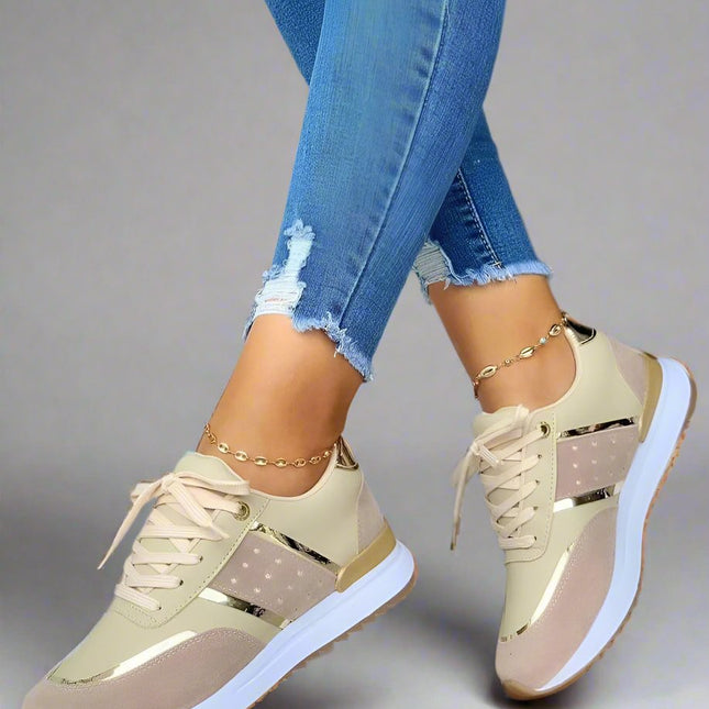 Women's Glitter Sneakers | Regular Fit | Gold or Silver Accents | Luxury Design | All-Day Comfort | Perfect for Special Occasions
