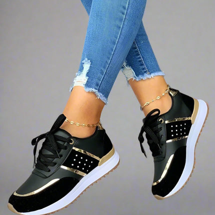 Women's Glitter Sneakers | Regular Fit | Gold or Silver Accents | Luxury Design | All-Day Comfort | Perfect for Special Occasions