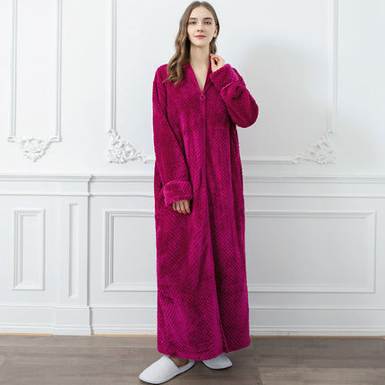 FlannelLuxe | Women's Extra Long Zippered Thermal Flannel Bathrobe | Cozy Winter Loungewear | Plus Size Options