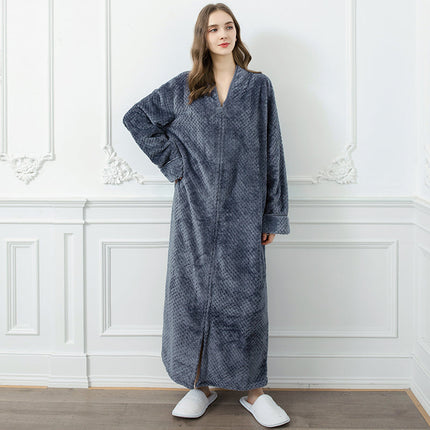 FlannelLuxe | Women's Extra Long Zippered Thermal Flannel Bathrobe | Cozy Winter Loungewear | Plus Size Options