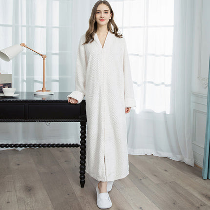 FlannelLuxe | Women's Extra Long Zippered Thermal Flannel Bathrobe | Cozy Winter Loungewear | Plus Size Options