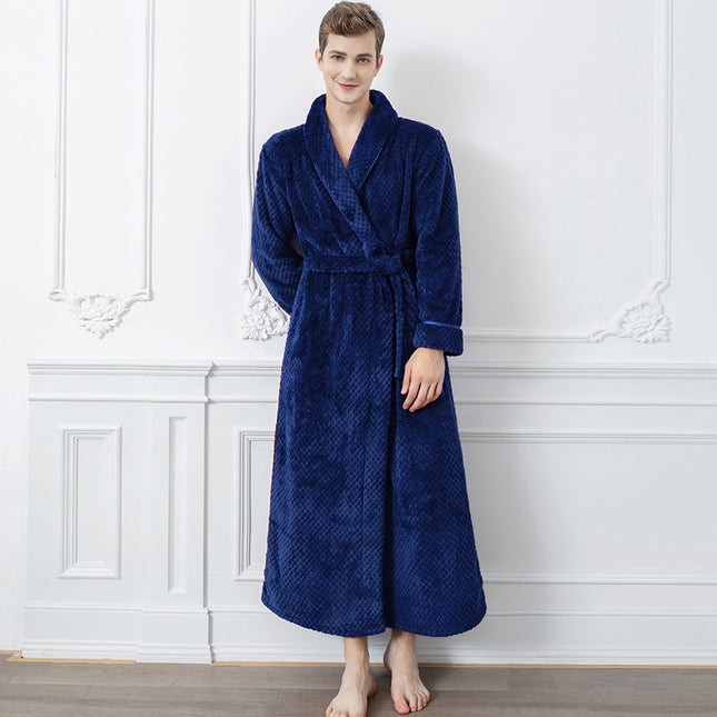 LuxeFlanel | Men's Full-Length Thermal Flannel Bathrobe | Cozy Zippered Design | High-Quality Jacquard Fabric | Warm Winter Loungewear | Available in M, L, XL