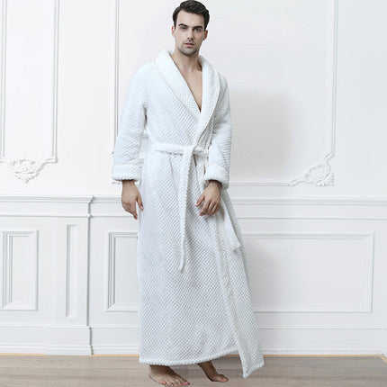 LuxeFlanel | Men's Full-Length Thermal Flannel Bathrobe | Cozy Zippered Design | High-Quality Jacquard Fabric | Warm Winter Loungewear | Available in M, L, XL