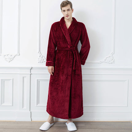 LuxeFlanel | Men's Full-Length Thermal Flannel Bathrobe | Cozy Zippered Design | High-Quality Jacquard Fabric | Warm Winter Loungewear | Available in M, L, XL
