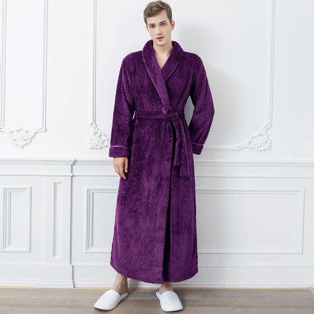 LuxeFlanel | Men's Full-Length Thermal Flannel Bathrobe | Cozy Zippered Design | High-Quality Jacquard Fabric | Warm Winter Loungewear | Available in M, L, XL