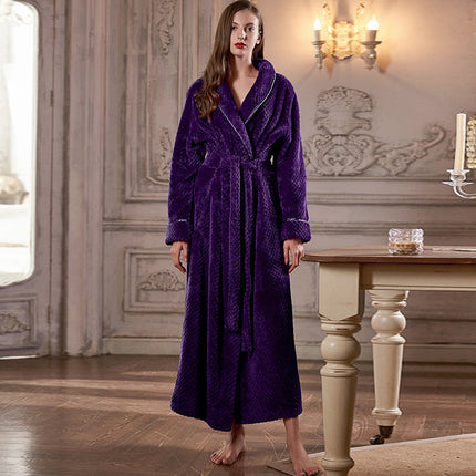 FlannelLuxe | Women's Extra Long Zippered Thermal Flannel Bathrobe | Cozy Winter Loungewear | Plus Size Options