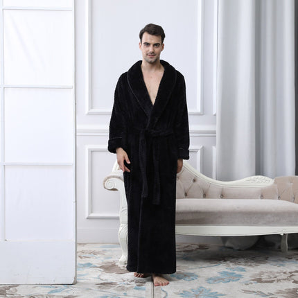 LuxeFlanel | Men's Full-Length Thermal Flannel Bathrobe | Cozy Zippered Design | High-Quality Jacquard Fabric | Warm Winter Loungewear | Available in M, L, XL