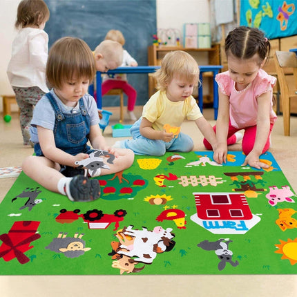 Children's Educational Felt Learning Board | Interactive Storytelling Tool | Portable with Reusable Animal Stickers | Encourages Imagination & Cognitive Development