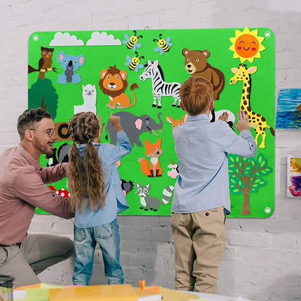 Children's Educational Felt Learning Board | Interactive Storytelling Tool | Portable with Reusable Animal Stickers | Encourages Imagination & Cognitive Development