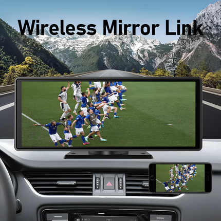 10.3 Inch HD Wireless CarPlay Screen | Detachable Display | Bluetooth 5.0 | Built-In Android Auto | 4K Front Camera | FM Radio | Easy Install | Includes Backup Camera | 1600x600 Resolution