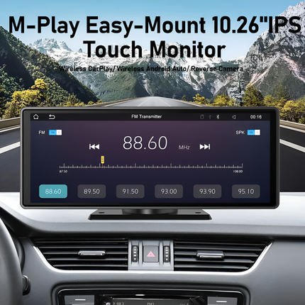 10.3 Inch HD Wireless CarPlay Screen | Detachable Display | Bluetooth 5.0 | Built-In Android Auto | 4K Front Camera | FM Radio | Easy Install | Includes Backup Camera | 1600x600 Resolution