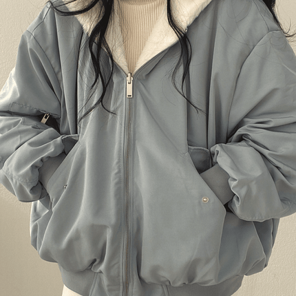 Women's Double-Sided Jacket | Warm Streetwear | Oversized Fit | Hood with Fur | Down & Polyester Material | Lightweight | Versatile Multi-Season Coat | Comfortable & Stylish | Sizes S-XXL