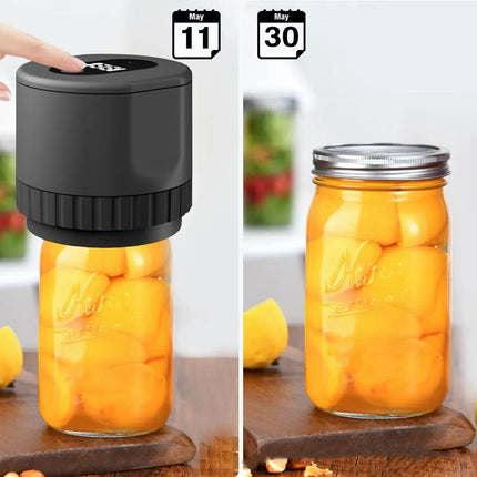 Electric Vacuum Sealer for Mason Jars | Airtight Food Preservation | Reusable Lids Included | USB Rechargeable | Compact & Durable Design | One-Touch Operation | Fits Standard & Wide-Mouth Jars | Kitchen Gadget