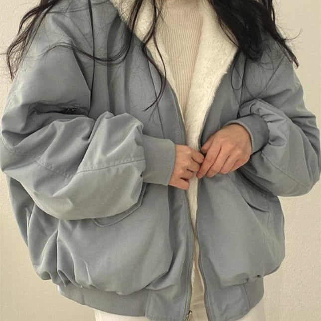 Women's Double-Sided Jacket | Warm Streetwear | Oversized Fit | Hood with Fur | Down & Polyester Material | Lightweight | Versatile Multi-Season Coat | Comfortable & Stylish | Sizes S-XXL