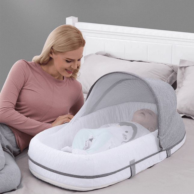 Mininest | Collapsible Baby Travel Bed | Lightweight | Mosquito Protection | High-quality Woven Polyester | Compact Foldable Design | Sturdy & Durable | Ideal for Home & Travel Use