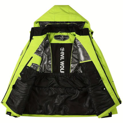Evil Wolf Ski Suit | Insulated & Water-Repellent | Breathable Material | Adjustable Hood & Cuffs | Snow Catchers | Zippered Pockets | Warmth & Comfort for Extreme Conditions | AlpineGlide