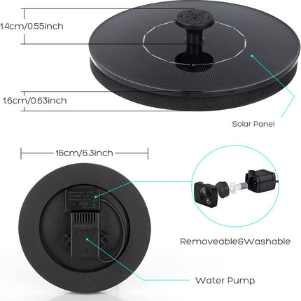 Solar Powered Fountain Pump | 1.4W | Automatic Water Feature | 6 Spray Nozzles | 3 Adjustable Water Heights | For Bird Bath, Fish Tank & Garden Decor | Eco-Friendly Floating Pump | No Electricity Needed | Water Circulation | Hummingbird Attractor