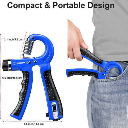 Smart Counting Hand Gripper 2 Pack | Adjustable Resistance 10-130 lbs | Forearm Wrist Finger Strength Trainer with Built-in Counter | Ergonomic Design | Injury Rehab & Exercise Equipment