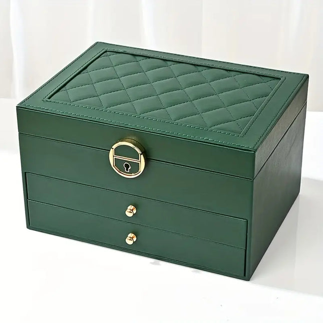 Leather Jewelry Storage Box | Multilayer Organizer | Durable Compact Design | Soft Interior Protection | Perfect for Rings & Necklaces | Stylish and Functional | Ideal for Women | 23x17x13.5 cm