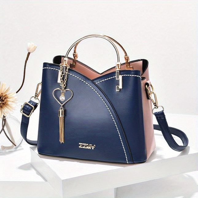 YSL Essential Luxury Leather Shoulder Bag | Vibrant Color Block Design | Stylish Tassel Accents | Spacious Interior
