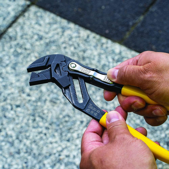 Adjustable Plier Wrench | Smooth Parallel Jaws | Knurled Teeth | Compact Handle Lever | High-Leverage Grip | 2-Inch Max Opening | 20 Positions | Secure Nut & Bolt Gripping