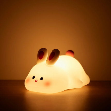 Silicone Bunny Night Light | Adjustable Brightness | Safe for Kids | Rechargeable Battery | Portable Design | Home Decor | Stress Relief | Warm Ambient Glow | Child-Safe BPA-Free Material | 3 Light Modes