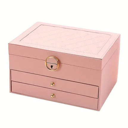Leather Jewelry Storage Box | Multilayer Organizer | Durable Compact Design | Soft Interior Protection | Perfect for Rings & Necklaces | Stylish and Functional | Ideal for Women | 23x17x13.5 cm
