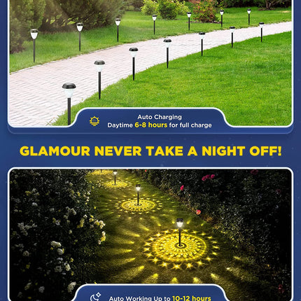 Solar Powered Landscape Lights | 10 Pack | High-Brightness with Mandala Pattern | Fast Charging & Long-Lasting | Weather Resistant | Easy Installation | Outdoor Decorative Lighting for Garden & Pathway