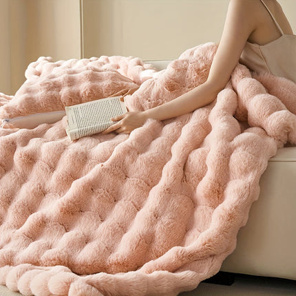 Double-Sided Faux Rabbit Fleece Blanket | Soft Plush Comfort for Bedroom, Living Room & Travel | Cozy All-Season Use