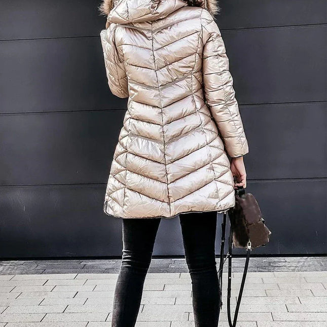 Women's Down Insulated Jacket | Fur Collar | Water-Repellent | Tailored Fit | Winter Coat