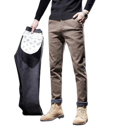 Fleece-Lined Winter Pants | Straight Leg | Warm Cotton-Blend | Insulating Brushed Fleece Interior | Cold Weather Comfort | Sleek Tailored Fit | Flexible for Active & Relaxed Days | Everyday Autumn/Winter Wear
