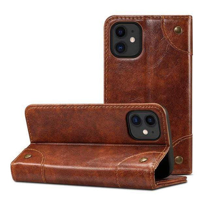 Luxura Genuine Leather Flip Cover | Wallet Case for iPhone 12 | Magnetic Closure | Card Holders & Cash Pocket | Shockproof & Scratch-Resistant