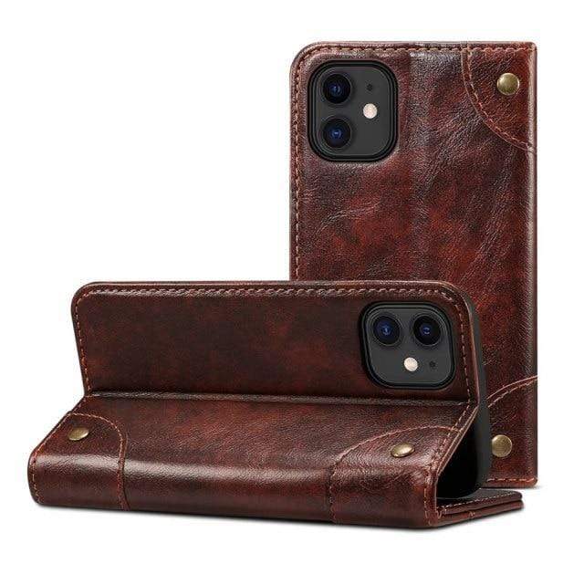 Luxura Genuine Leather Flip Cover | Wallet Case for iPhone 12 | Magnetic Closure | Card Holders & Cash Pocket | Shockproof & Scratch-Resistant