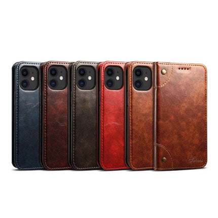 Luxura Genuine Leather Flip Cover | Wallet Case for iPhone 12 | Magnetic Closure | Card Holders & Cash Pocket | Shockproof & Scratch-Resistant