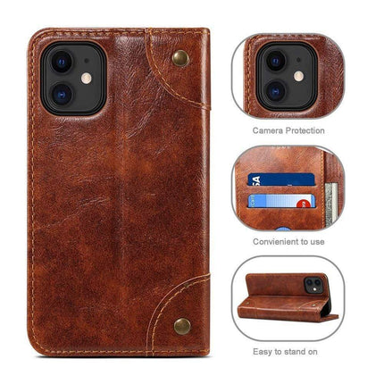 Luxura Genuine Leather Flip Cover | Wallet Case for iPhone 12 | Magnetic Closure | Card Holders & Cash Pocket | Shockproof & Scratch-Resistant