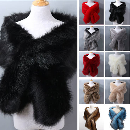 One-Size Plush Faux Fur Shawl | Adjustable Cape | Luxurious & Cozy Wrap | Acrylic Blend | Multiple Colors | Perfect Gift
