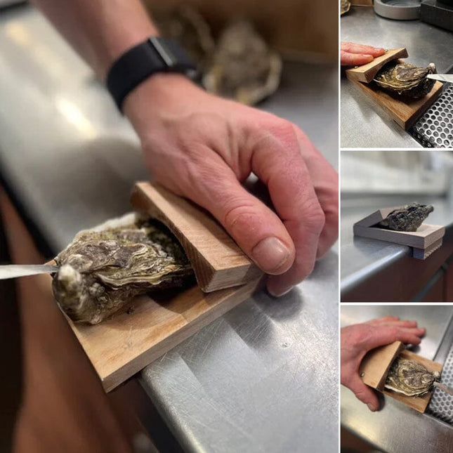 Compact Oyster Opener Clamp | Safe & Easy Shell Opening Tool | User-Friendly Design | Kitchen Essential | Wood Material | 13x8x8 cm | Ideal for Home Use